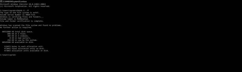 دستور chkdsk در CMD