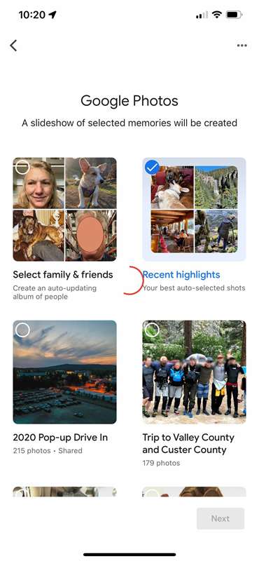 انتخاب آلبوم عکس برای استفاده با حالت Ambient در Google Photos