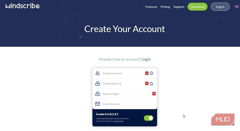 ایجاد حساب رایگان Winscribe VPN