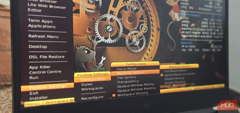 تنظیمات برنامه‌های Damn Small Linux