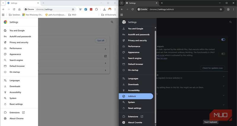 مجموعه ویژگی‌های مختلف مسدودکننده تبلیغات برای Chrome و Cromite