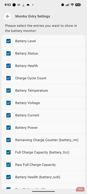 خوانش‌های مختلف آماری باتری از Plus Plus Battery