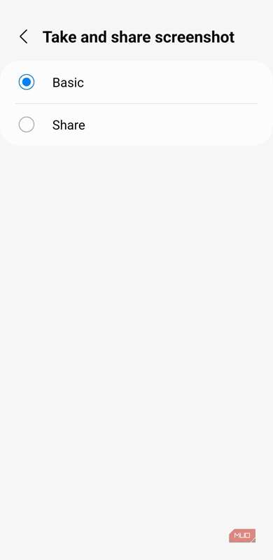 منوی عملکرد اسکرین‌شات ضربه‌پشت دوگانه در گوشی سامسونگ