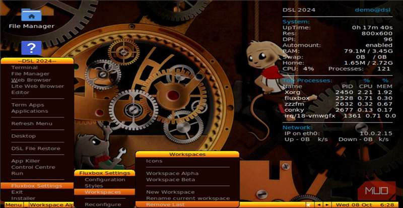 تنظیمات Fluxbox در DSL