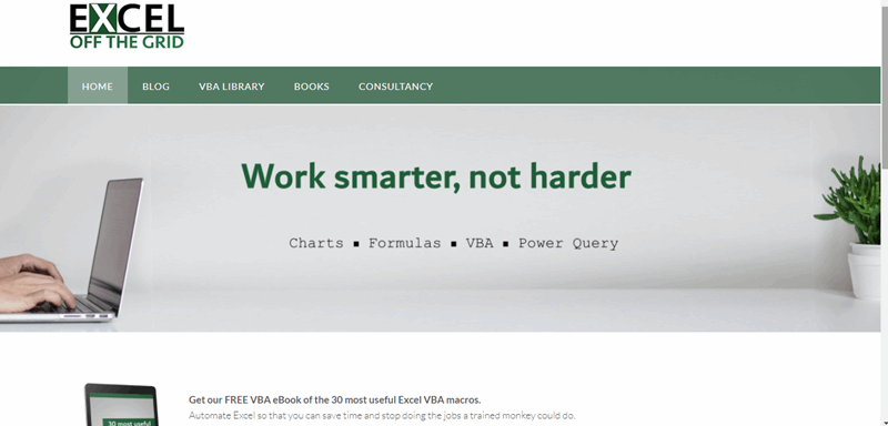 تصویر صفحه از وب‌سایت Excel Off the Grid