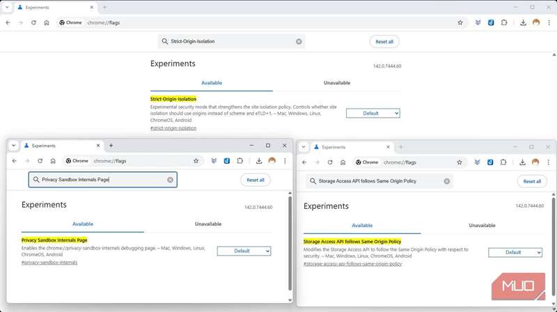 پرچم‌های آزمایشی که به‌صورت آرام کروم را کمتر مزاحم می‌کنند