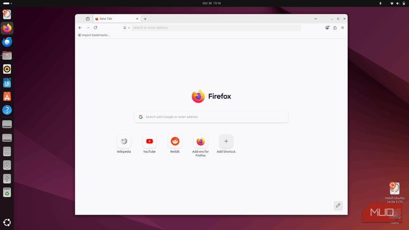 فایرفاکس در دسکتاپ اوبونتو