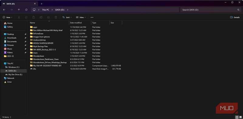 پوشه‌هایی که ممکن است در Dev Drive گنجانده نشوند