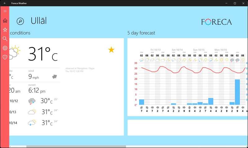 Foreca Weather App Running on Windows 11