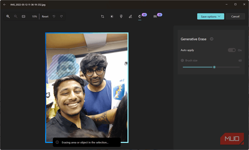 ویرایشهای مولد در برنامه Photos ویندوز ۱۱ با Copilot AI.