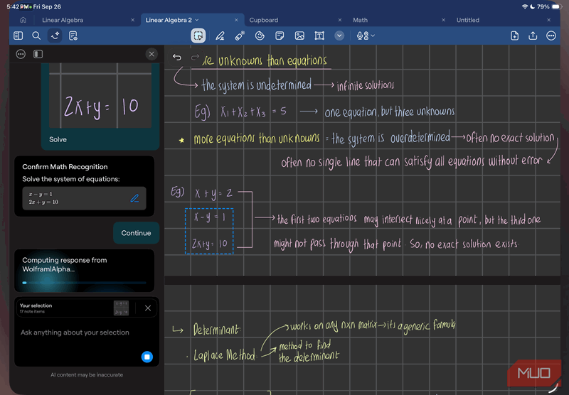 Goodnotes 6 – محاسبه پاسخ‌ها از Wolfram Alpha