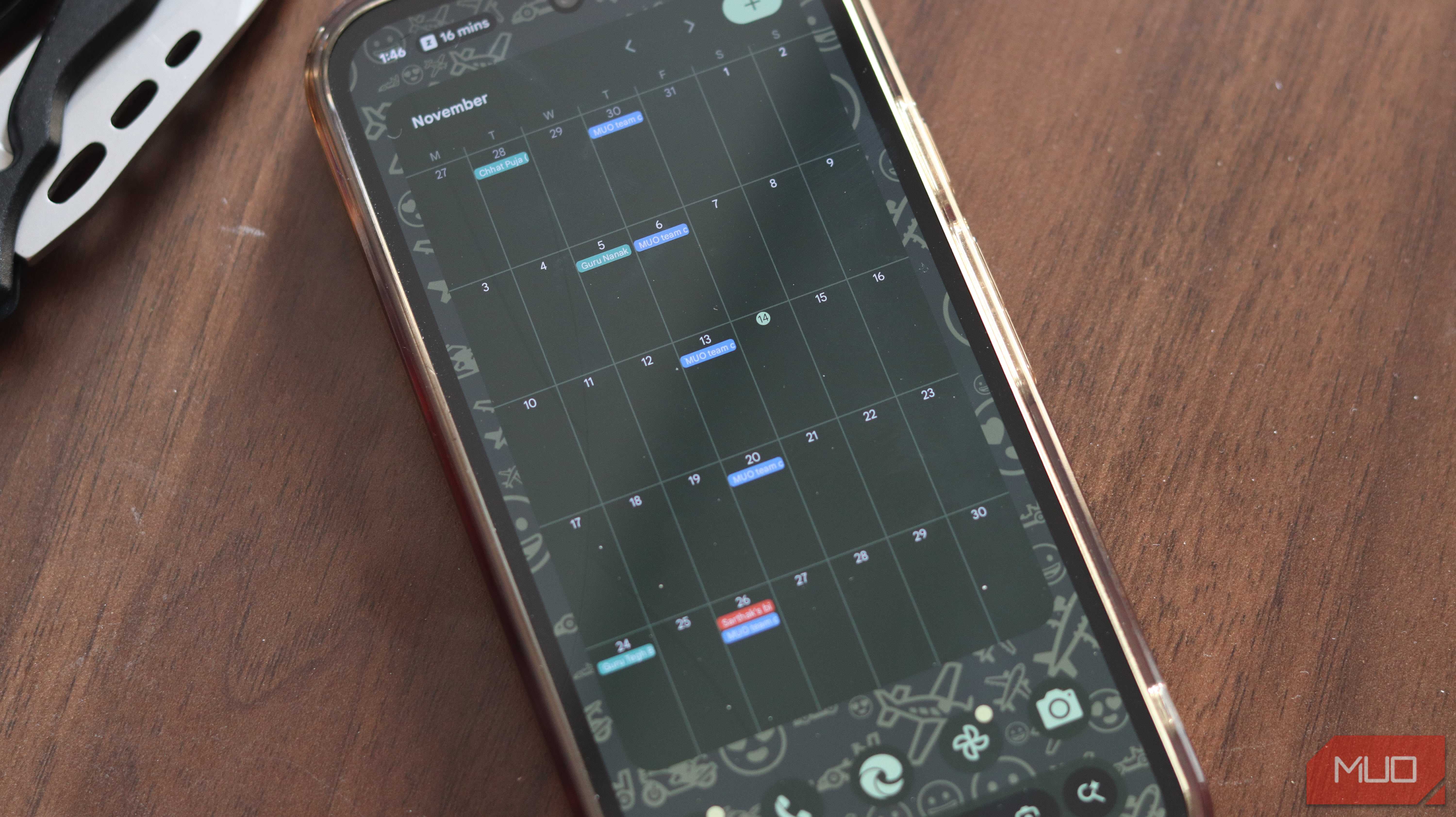 ویجت تقویم گوگل در نمای ماهانه.