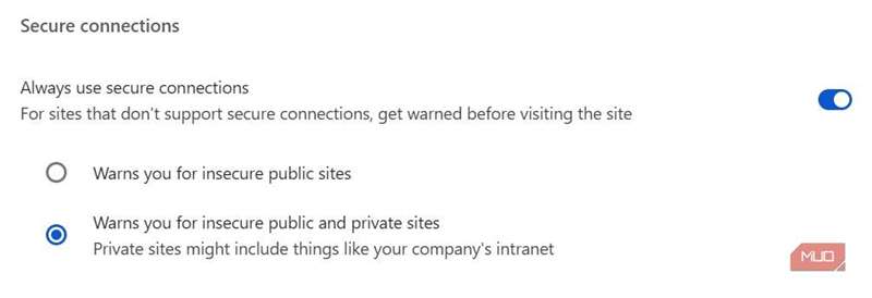 تنظیم سوئیچ همیشه استفاده از اتصال امن در گوگل کروم