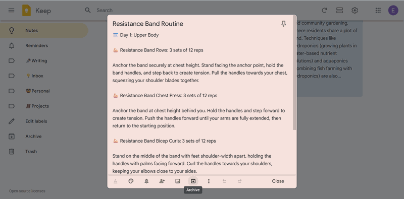 بایگانی یک یادداشت در گوگل کیپ