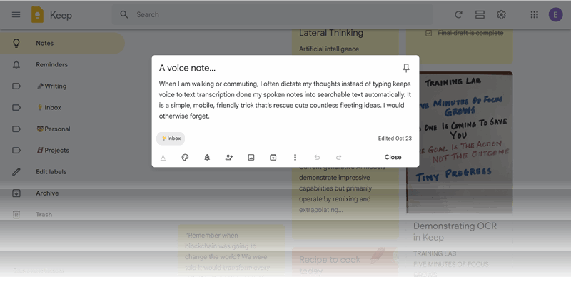 ضبط فوری با یک یادداشت صوتی گوگل کیپ