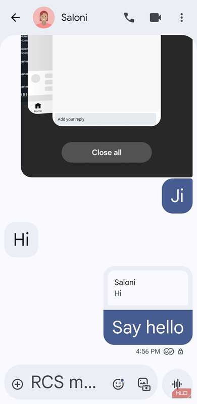 حرکت پینچ برای زوم پیام‌های گوگل روی گوشی اندروید