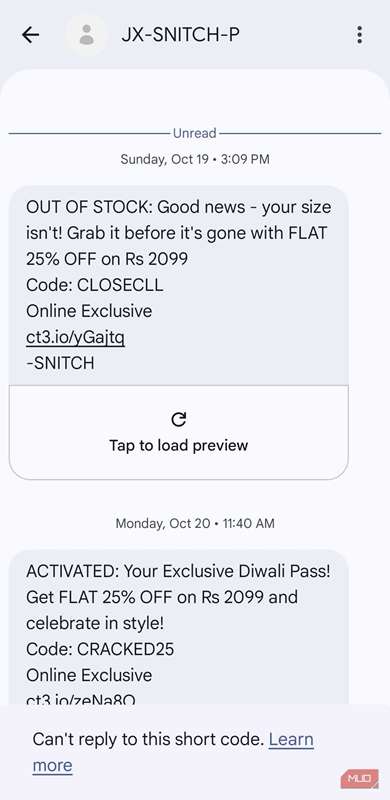 رشته پیام‌های گوگل روی گوشی اندروید