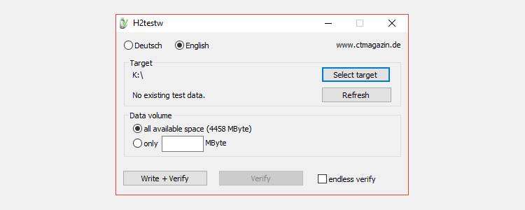ابزار بررسی ظرفیت USB H2testw