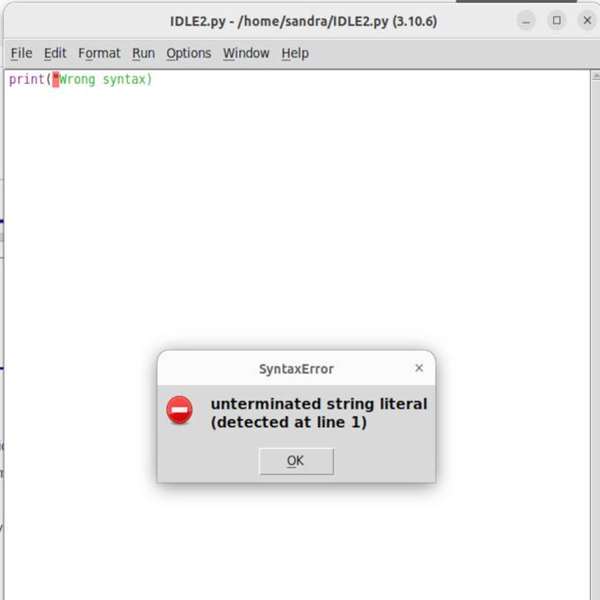 ویژگی اشکال‌زدایی IDLE