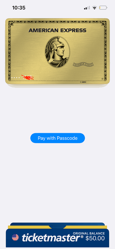 یک کارت American Express در Apple Wallet