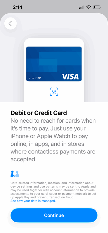 اضافه کردن کارت اعتباری به Apple Wallet