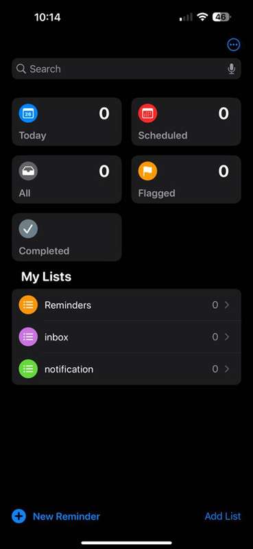 فهرست‌ها در Reminders