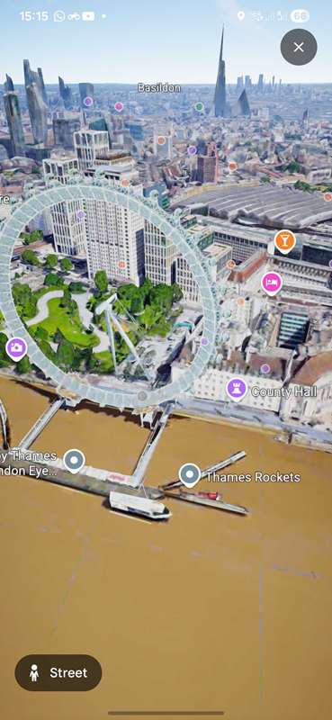 چرخ لندن در Google Maps Immersive View