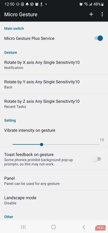 تنظیمات برنامه Micro Gesture اندروید (4)-1
