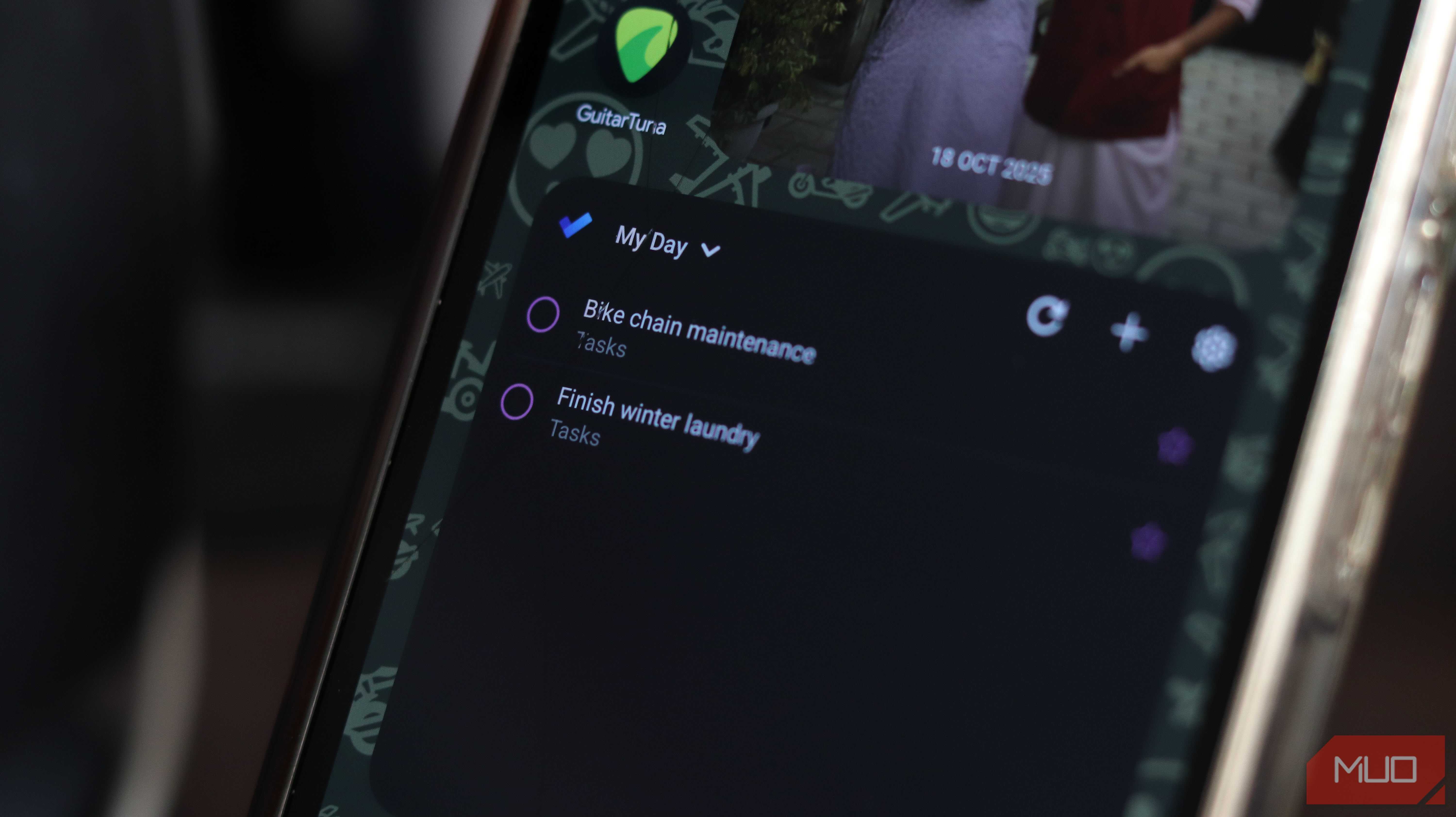 ویجت Microsoft To Do با وظایف.
