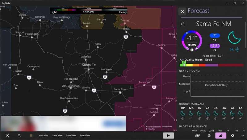 Myradar Windows Weather App Running on Windows 11