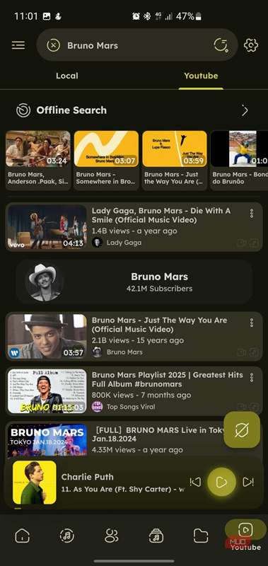 صفحه نتایج جستجوی یوتیوب نامیدا.