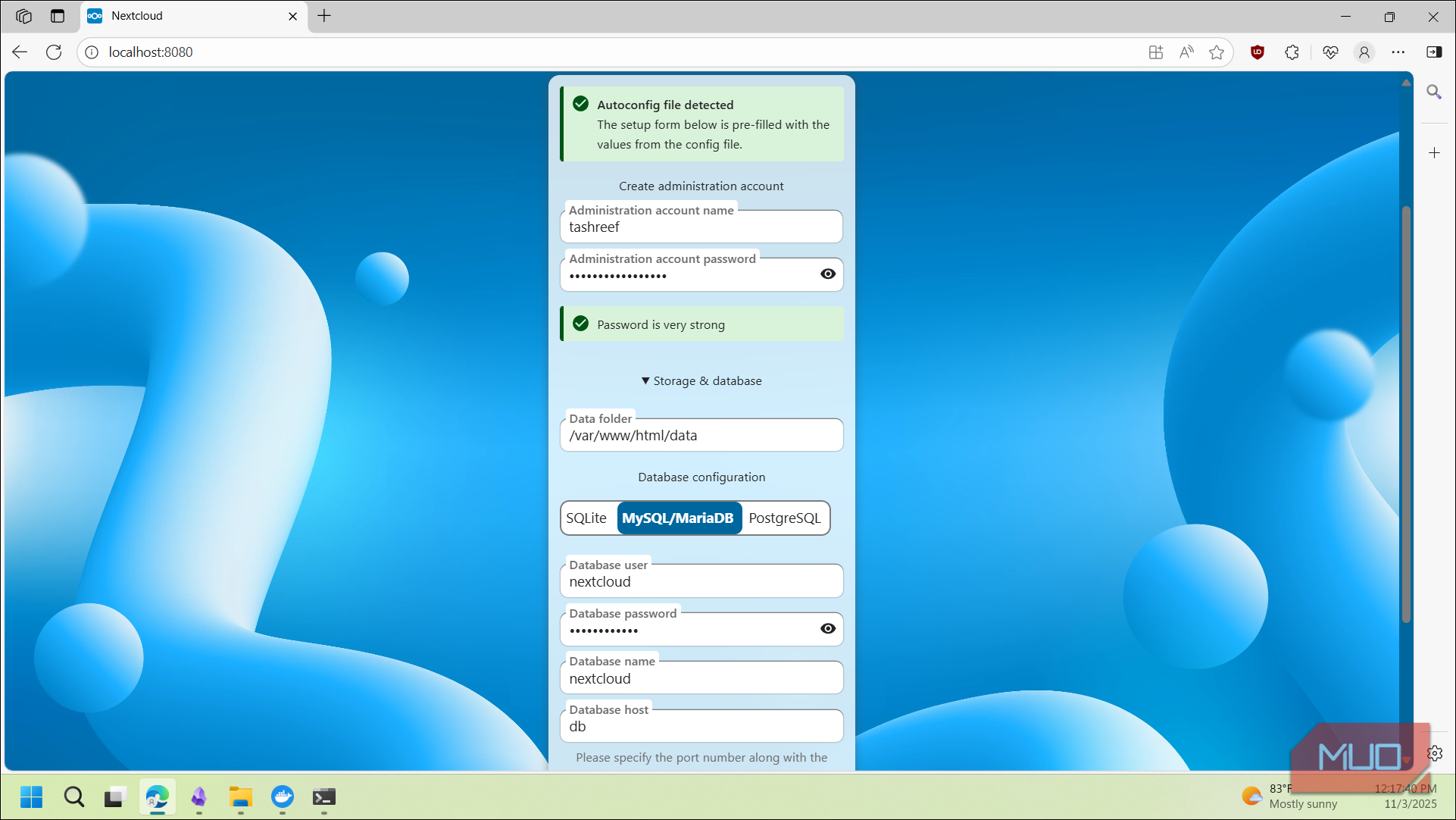 نصب اولیه Netxtcloud
