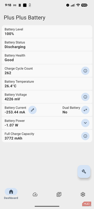 درصد سلامتی باتری را ارائه نمی‌دهد