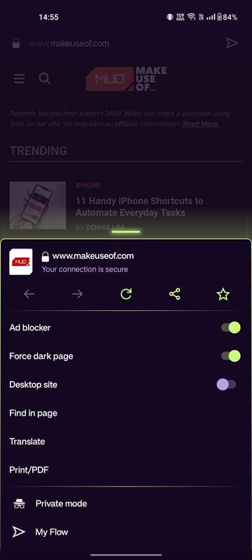 اضافه کردن صفحه به فهرست علاقه‌مندی‌های Opera GX