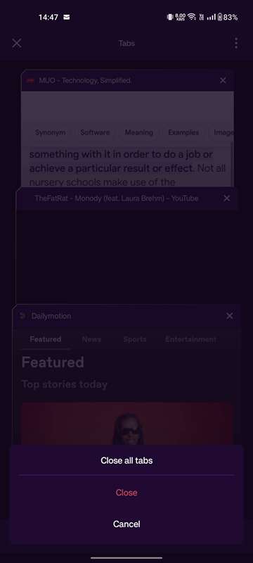 تایید بستن تمام برگه‌های Opera GX