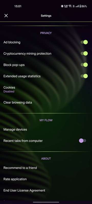 مسدودکننده آگهی، ردیاب و محافظت در برابر استخراج رمزارز Opera GX
