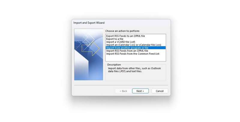 درون‌ریزی مخاطبین در Outlook