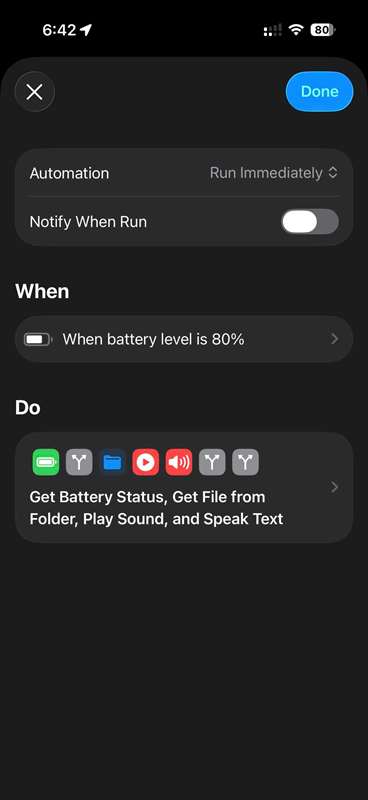نمای کلی یک خودکارسازی آیفون برای صدای شارژ