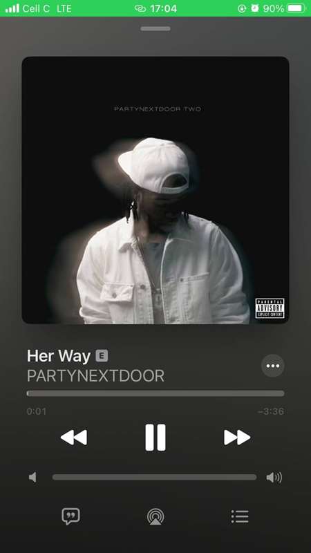 قطعه Her Way از PartyNextDoor در برنامه Apple Music موبایل