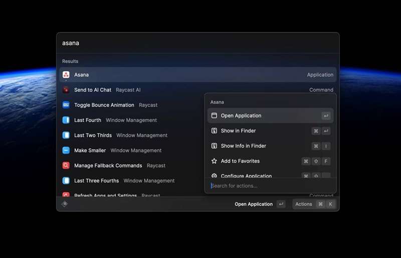 ویژگی جستجوی Raycast و منوی اقدام آن