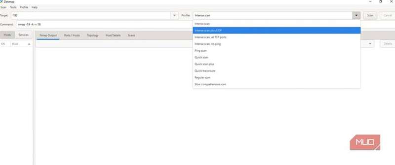 اجرای دستورات کشف شبکه با zenmap