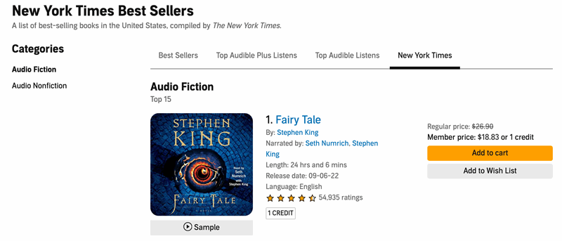 رابط کاربری انتخاب کتاب Audible