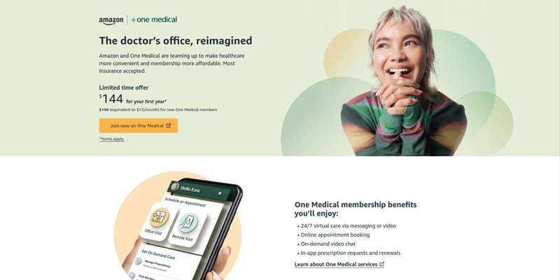 تصویر صفحه وب One Medical در آمازون
