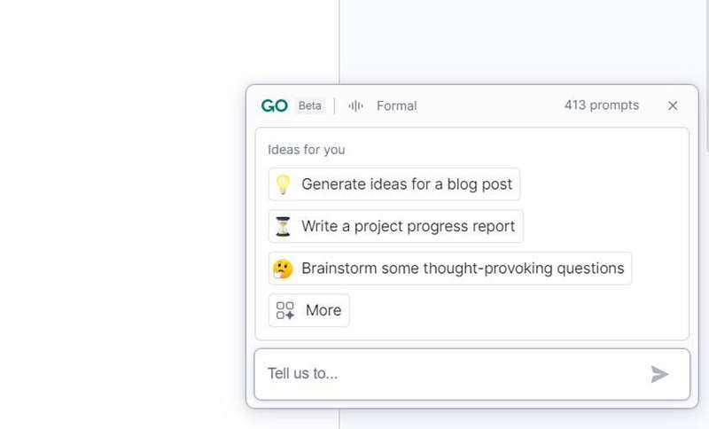 پیشنهادهای GrammarlyGo