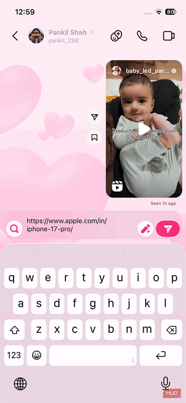 به‌اشتراک‌گذاری لینک در Safari با استفاده از حرکت در آیفون