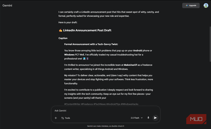 کیوریتور سفارشی Gemini برای رسانه‌های اجتماعی.