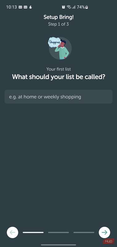 مرحلهٔ اول تنظیم Bring!