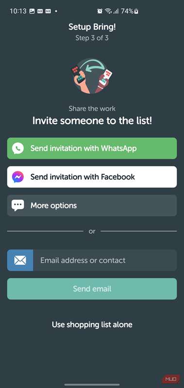 مرحلهٔ سوم تنظیم Bring!