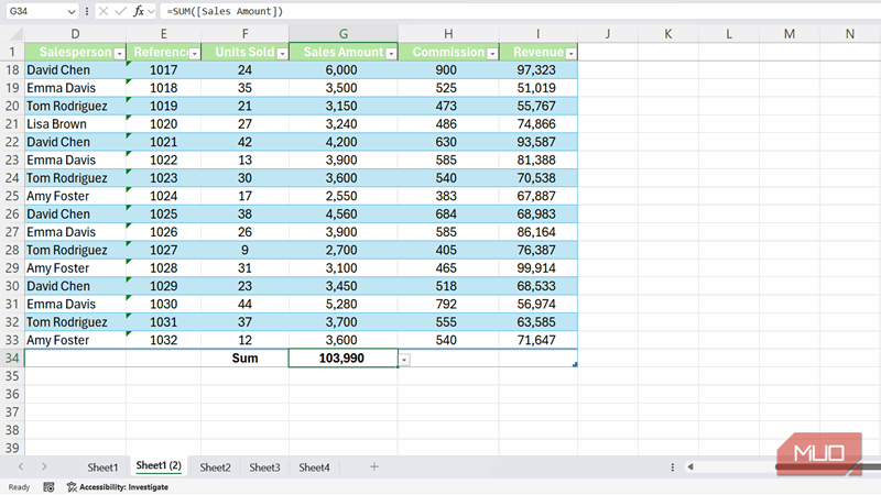 جمع مبلغ فروش بدون نماد @ در اکسل