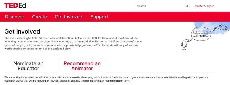 فرم‌های نامزدی مدرس و انیماتور TED-Ed